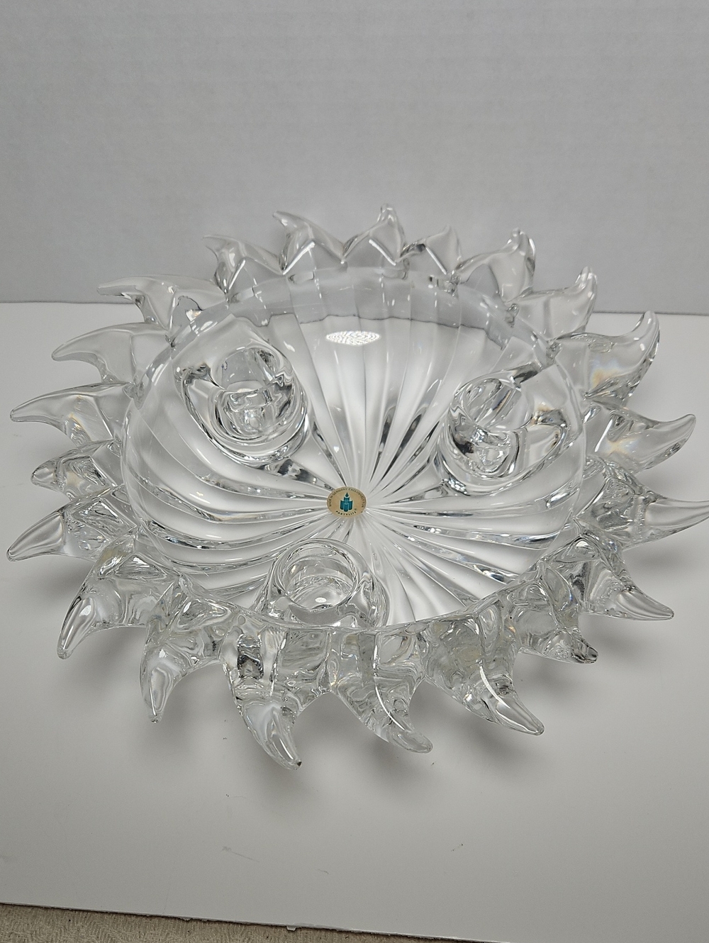 Vintage PartyLite Sunburst 24% Lead Crystal 3 Tapered Candle Holder